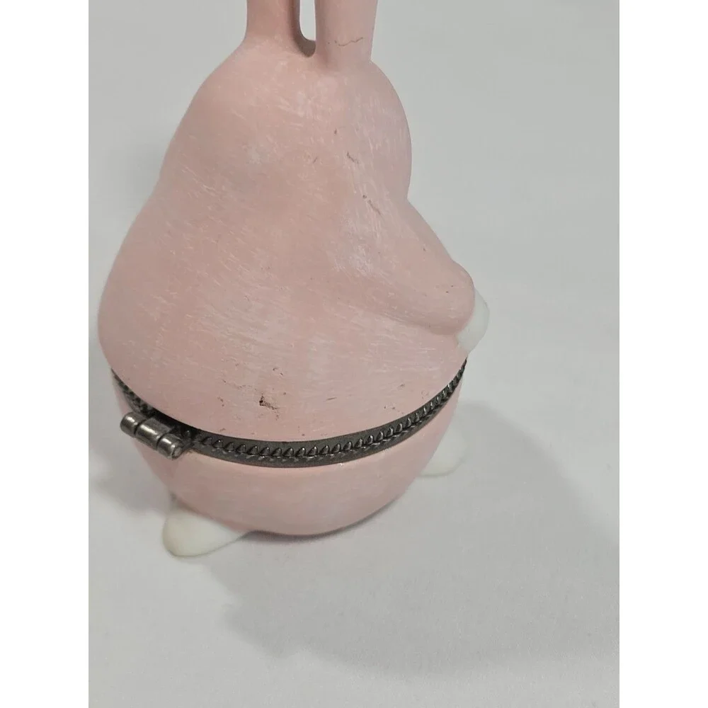 Dept 56 Krinkles Porcelain Trinket Box hinged Pink Easter Bunny 4in